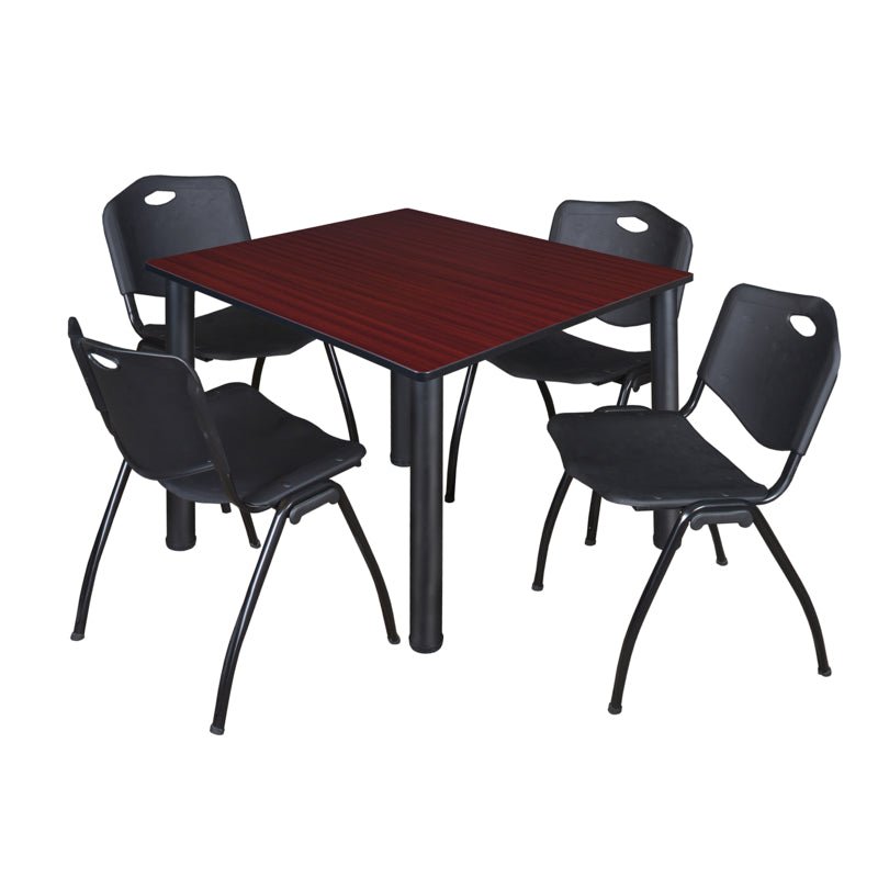 Regency Kee Flexible Square Breakroom Table with 4 M Stack Chairs 48" W x 48" D x 29" H (REG - TB4848 - 47) - SchoolOutlet