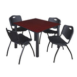 Regency Kee Flexible Square Breakroom Table with 4 M Stack Chairs 48