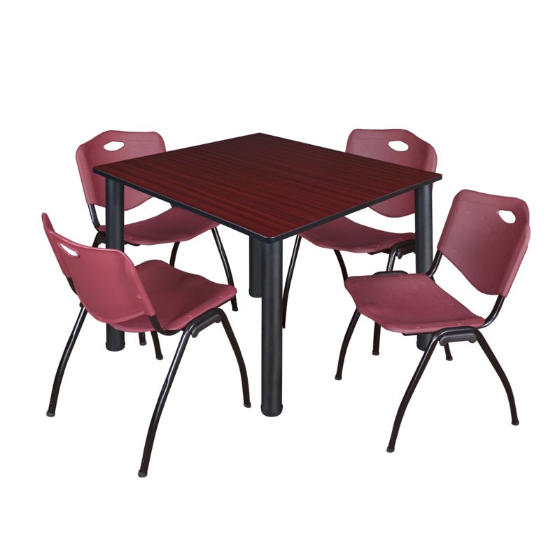 Regency Kee Flexible Square Breakroom Table with 4 M Stack Chairs 48" W x 48" D x 29" H (REG - TB4848 - 47) - SchoolOutlet