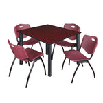 Regency Kee Flexible Square Breakroom Table with 4 M Stack Chairs 48