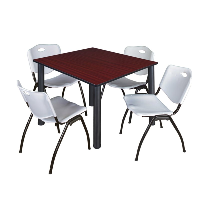 Regency Kee Flexible Square Breakroom Table with 4 M Stack Chairs 48" W x 48" D x 29" H (REG - TB4848 - 47) - SchoolOutlet