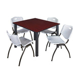 Regency Kee Flexible Square Breakroom Table with 4 M Stack Chairs 48