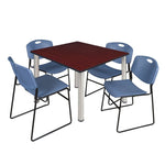 Regency Kee Professional Square Breakroom Table with 4 Zeng Stack Chairs 48