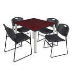 Regency Kee Professional Square Breakroom Table with 4 Zeng Stack Chairs 48