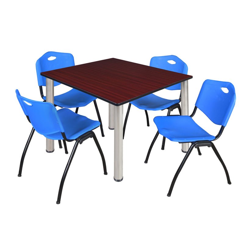 Regency Kee Flexible Square Breakroom Table with 4 M Stack Chairs 48" W x 48" D x 29" H (REG - TB4848 - 47) - SchoolOutlet