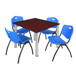 Regency Kee Flexible Square Breakroom Table with 4 M Stack Chairs 48