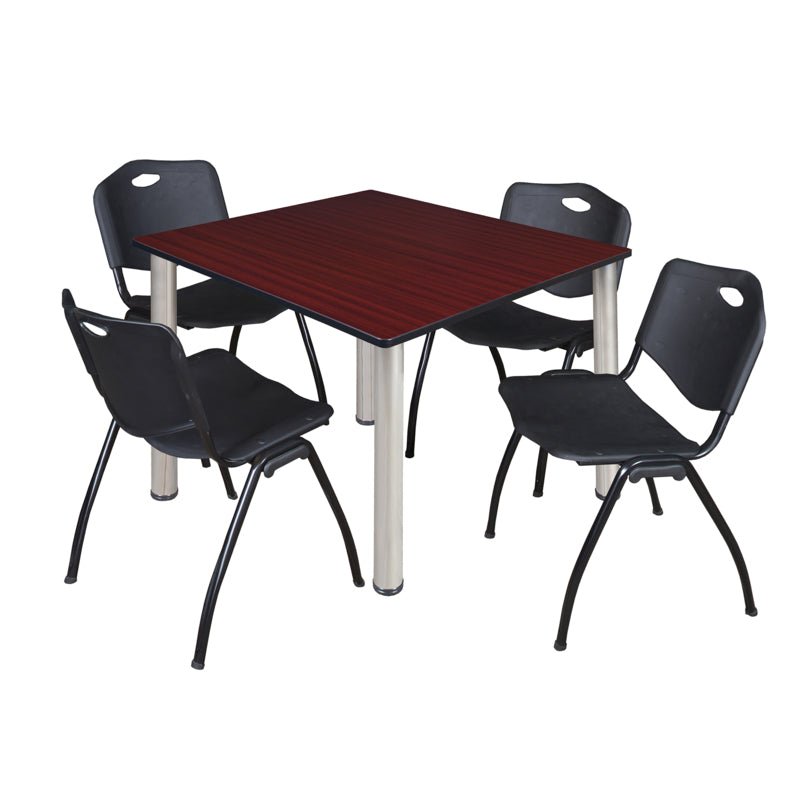 Regency Kee Flexible Square Breakroom Table with 4 M Stack Chairs 48" W x 48" D x 29" H (REG - TB4848 - 47) - SchoolOutlet