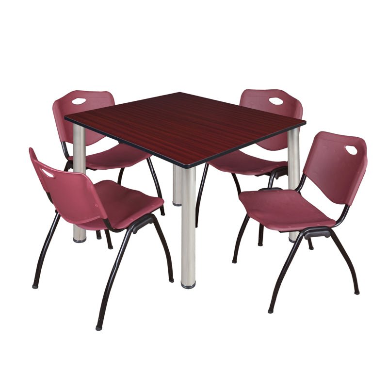 Regency Kee Flexible Square Breakroom Table with 4 M Stack Chairs 48" W x 48" D x 29" H (REG - TB4848 - 47) - SchoolOutlet