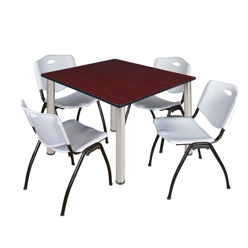Regency Kee Flexible Square Breakroom Table with 4 M Stack Chairs 48" W x 48" D x 29" H (REG - TB4848 - 47) - SchoolOutlet