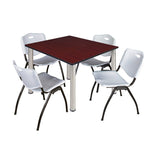 Regency Kee Flexible Square Breakroom Table with 4 M Stack Chairs 48