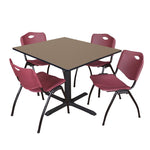 Regency Cain Square Breakroom Table with X - Base and 4 M Stack Chairs 48