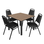 Regency Kee Square Breakroom Table with 4 Black Restaurant Stack Chairs 48