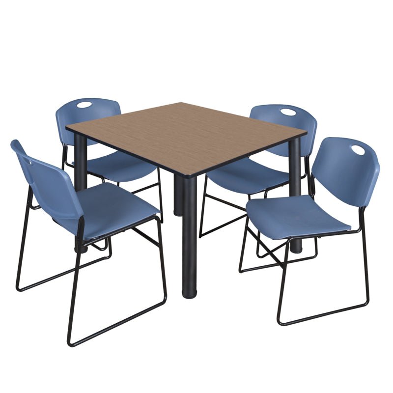 Regency Kee Professional Square Breakroom Table with 4 Zeng Stack Chairs 48" W x 48" D x 29" H (REG - TB4848 - 44) - SchoolOutlet
