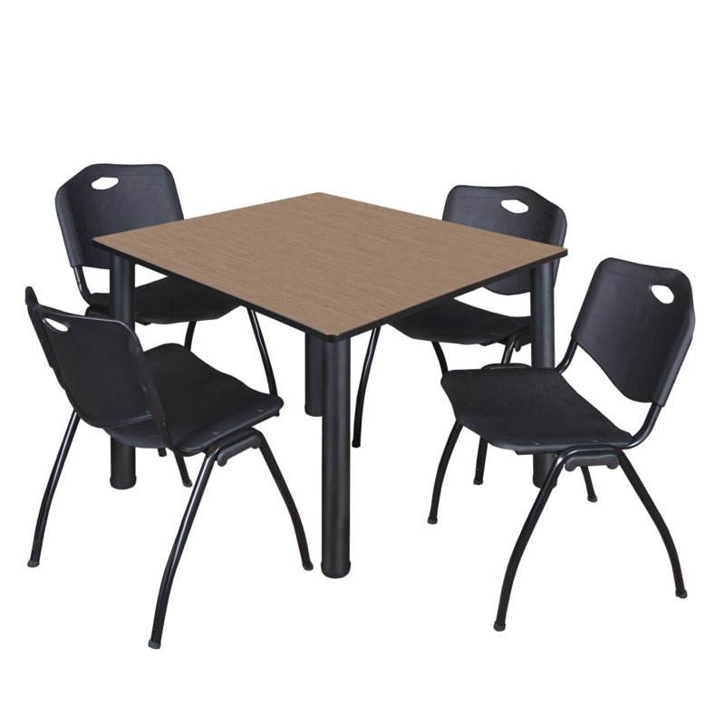 Regency Kee Flexible Square Breakroom Table with 4 M Stack Chairs 48" W x 48" D x 29" H (REG - TB4848 - 47) - SchoolOutlet