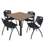 Regency Kee Flexible Square Breakroom Table with 4 M Stack Chairs 48