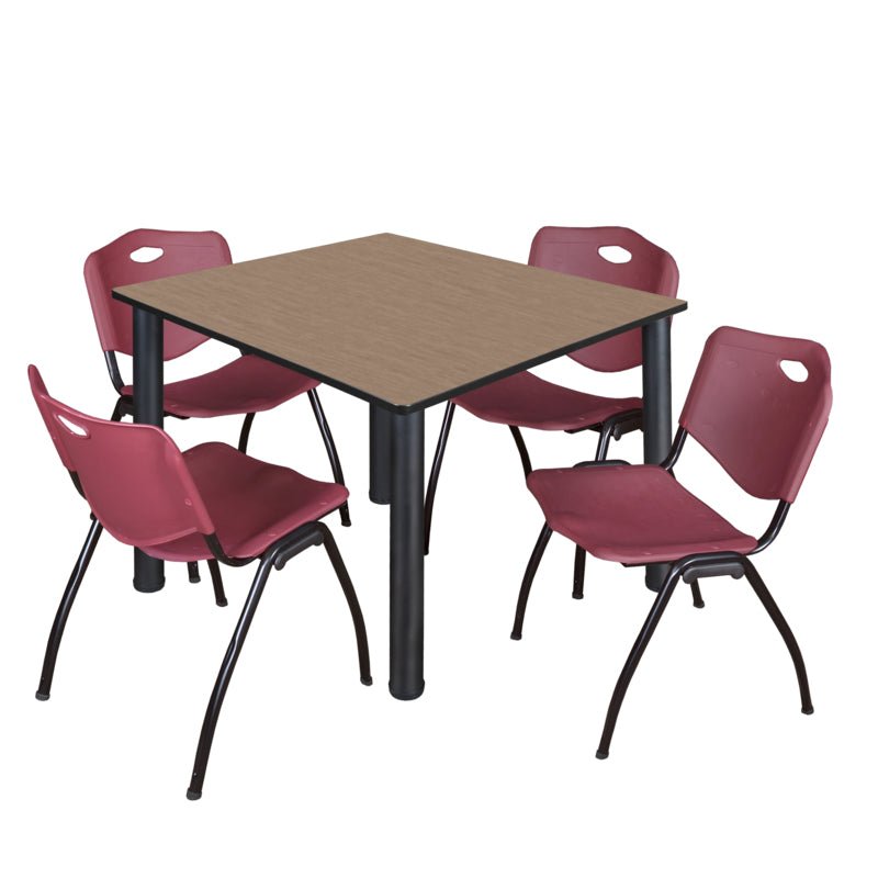Regency Kee Flexible Square Breakroom Table with 4 M Stack Chairs 48" W x 48" D x 29" H (REG - TB4848 - 47) - SchoolOutlet