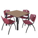 Regency Kee Flexible Square Breakroom Table with 4 M Stack Chairs 48