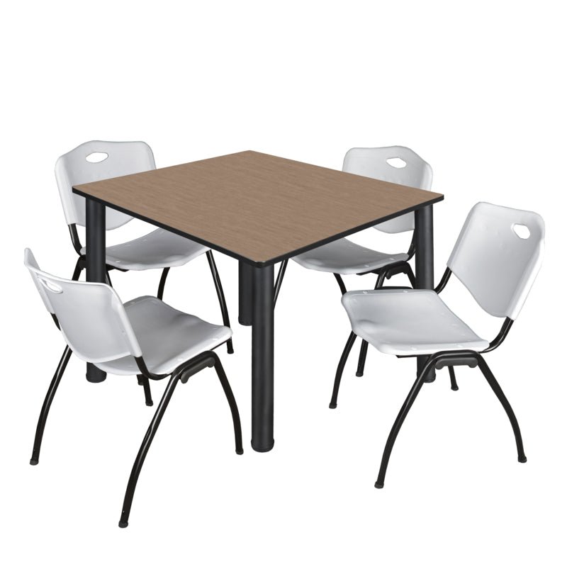 Regency Kee Flexible Square Breakroom Table with 4 M Stack Chairs 48" W x 48" D x 29" H (REG - TB4848 - 47) - SchoolOutlet