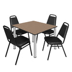 Regency Kee Square Breakroom Table with 4 Black Restaurant Stack Chairs 48