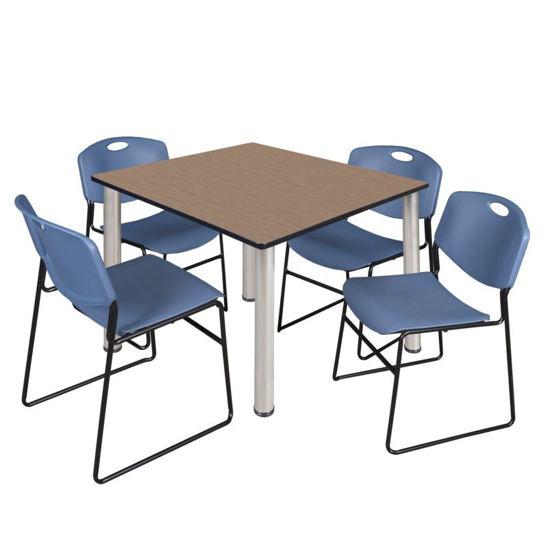 Regency Kee Professional Square Breakroom Table with 4 Zeng Stack Chairs 48" W x 48" D x 29" H (REG - TB4848 - 44) - SchoolOutlet