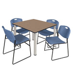 Regency Kee Professional Square Breakroom Table with 4 Zeng Stack Chairs 48