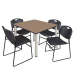 Regency Kee Professional Square Breakroom Table with 4 Zeng Stack Chairs 48