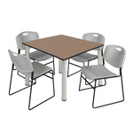 Regency Kee Professional Square Breakroom Table with 4 Zeng Stack Chairs 48