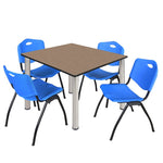 Regency Kee Flexible Square Breakroom Table with 4 M Stack Chairs 48