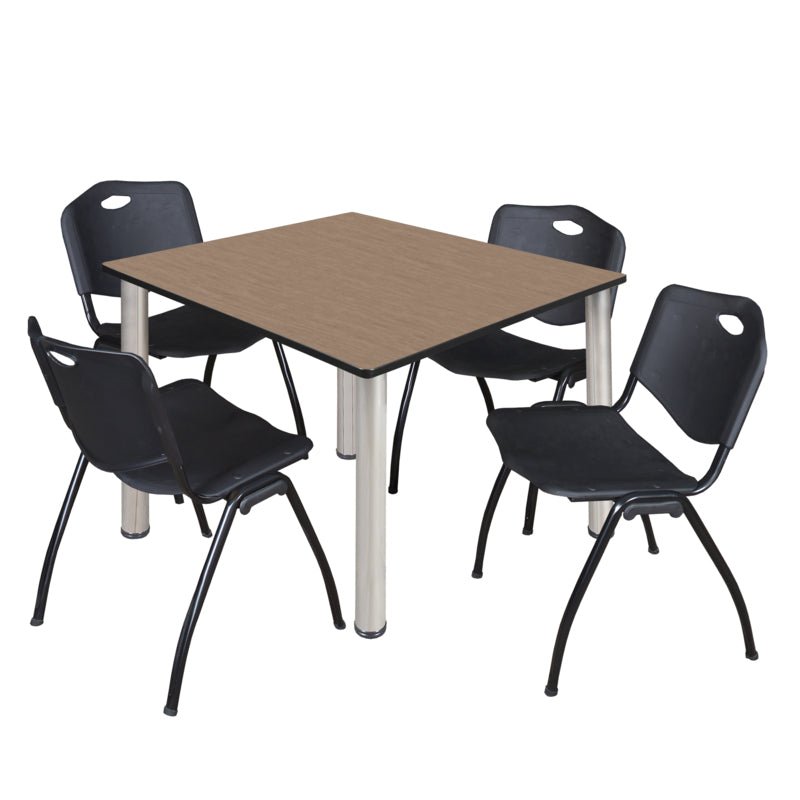 Regency Kee Flexible Square Breakroom Table with 4 M Stack Chairs 48" W x 48" D x 29" H (REG - TB4848 - 47) - SchoolOutlet