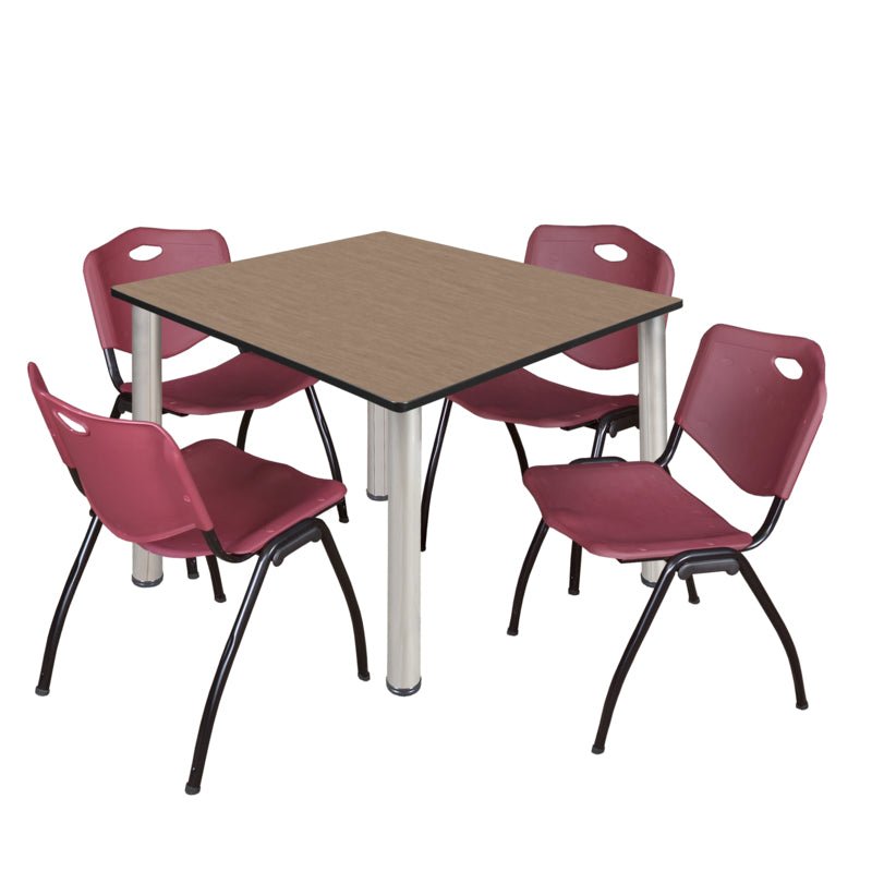 Regency Kee Flexible Square Breakroom Table with 4 M Stack Chairs 48" W x 48" D x 29" H (REG - TB4848 - 47) - SchoolOutlet