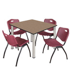 Regency Kee Flexible Square Breakroom Table with 4 M Stack Chairs 48