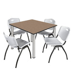 Regency Kee Flexible Square Breakroom Table with 4 M Stack Chairs 48