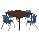 Regency Kee Square Mobile Adjustable Classroom Table and 4 Andy Stack Chairs 48