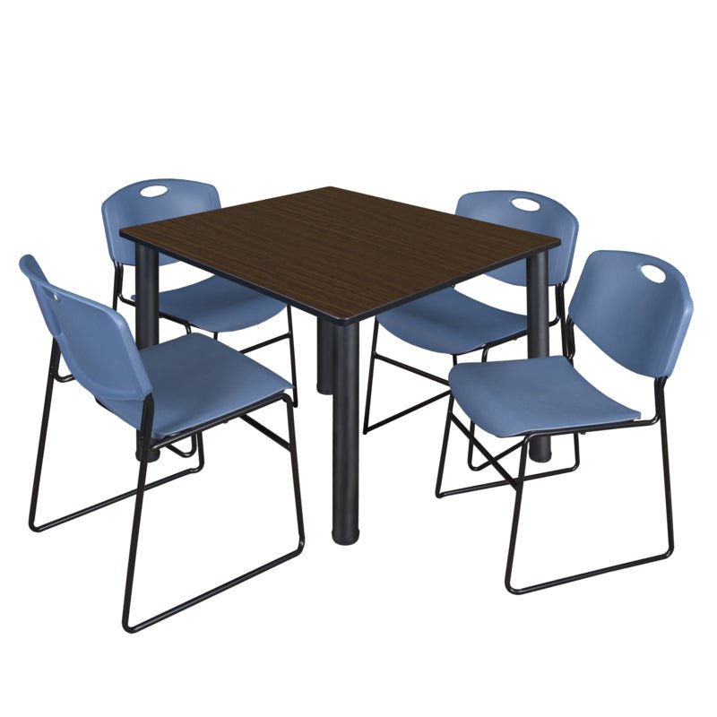 Regency Kee Professional Square Breakroom Table with 4 Zeng Stack Chairs 48" W x 48" D x 29" H (REG - TB4848 - 44) - SchoolOutlet