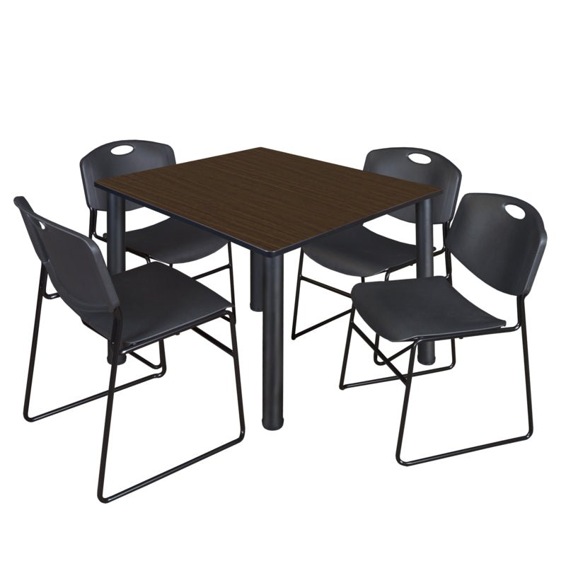 Regency Kee Professional Square Breakroom Table with 4 Zeng Stack Chairs 48" W x 48" D x 29" H (REG - TB4848 - 44) - SchoolOutlet