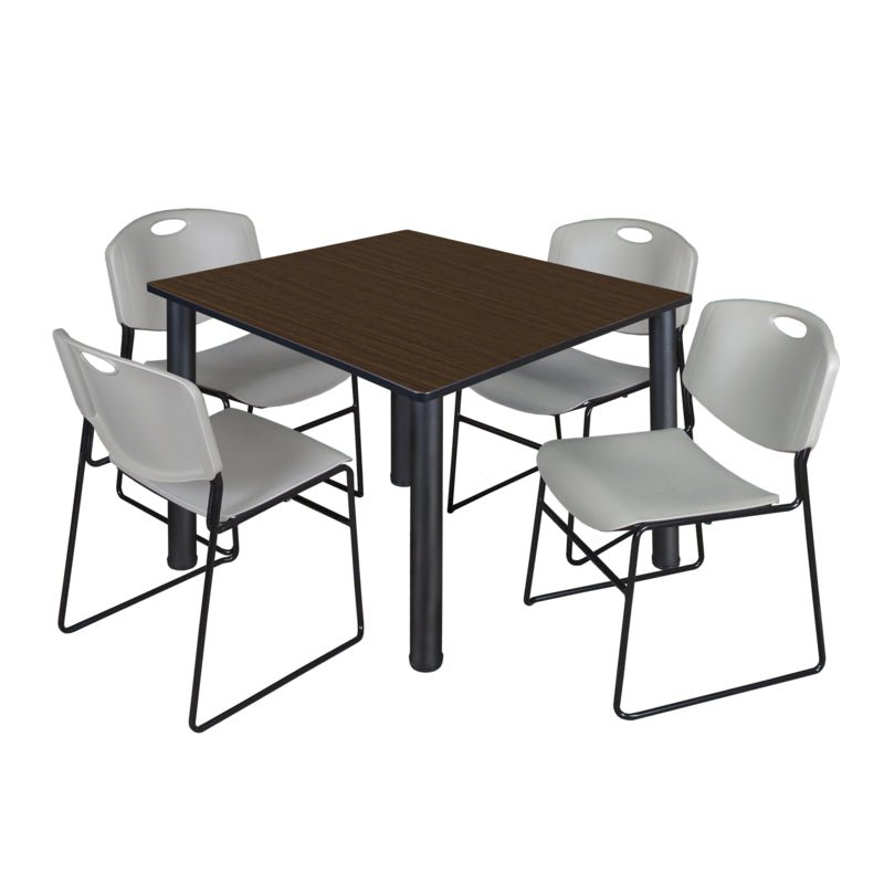 Regency Kee Professional Square Breakroom Table with 4 Zeng Stack Chairs 48" W x 48" D x 29" H (REG - TB4848 - 44) - SchoolOutlet