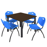 Regency Kee Flexible Square Breakroom Table with 4 M Stack Chairs 48