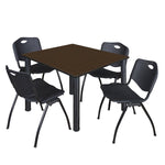 Regency Kee Flexible Square Breakroom Table with 4 M Stack Chairs 48