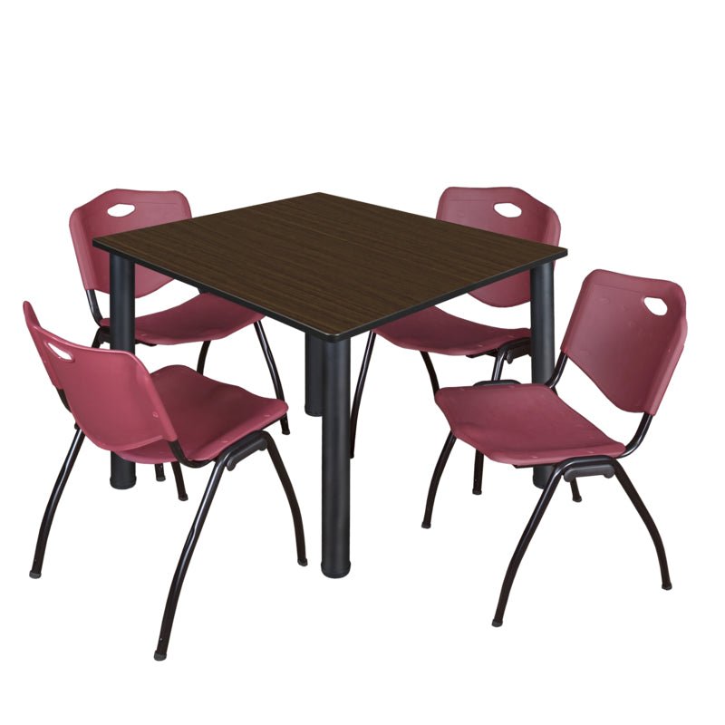 Regency Kee Flexible Square Breakroom Table with 4 M Stack Chairs 48" W x 48" D x 29" H (REG - TB4848 - 47) - SchoolOutlet