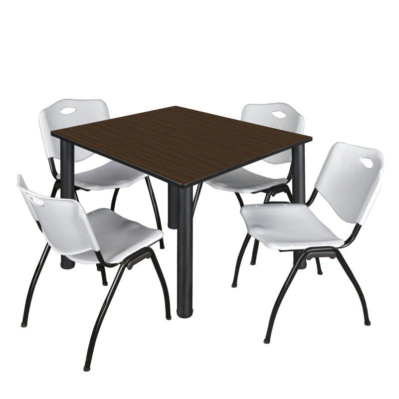 Regency Kee Flexible Square Breakroom Table with 4 M Stack Chairs 48" W x 48" D x 29" H (REG - TB4848 - 47) - SchoolOutlet