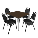 Regency Kee Square Breakroom Table with 4 Black Restaurant Stack Chairs 48
