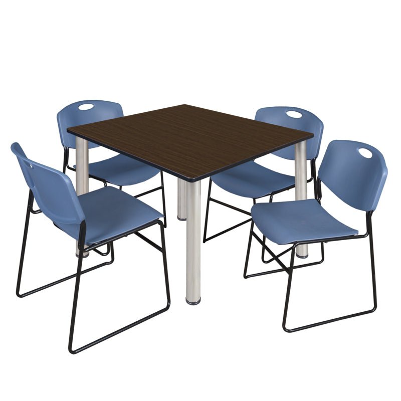 Regency Kee Professional Square Breakroom Table with 4 Zeng Stack Chairs 48" W x 48" D x 29" H (REG - TB4848 - 44) - SchoolOutlet