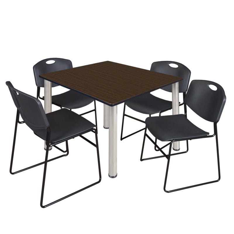 Regency Kee Professional Square Breakroom Table with 4 Zeng Stack Chairs 48" W x 48" D x 29" H (REG - TB4848 - 44) - SchoolOutlet