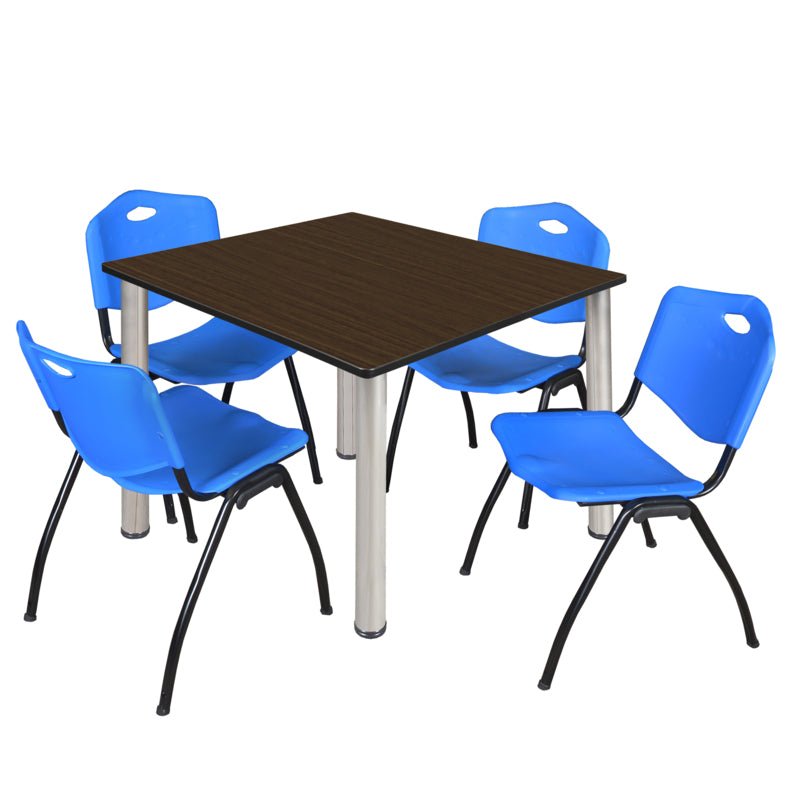Regency Kee Flexible Square Breakroom Table with 4 M Stack Chairs 48" W x 48" D x 29" H (REG - TB4848 - 47) - SchoolOutlet