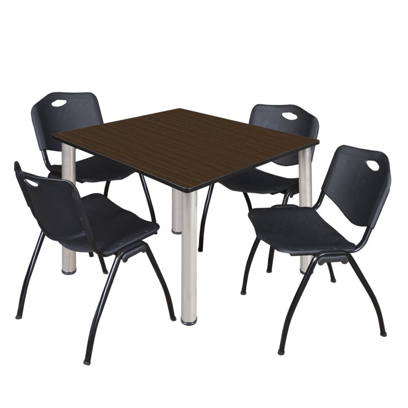 Regency Kee Flexible Square Breakroom Table with 4 M Stack Chairs 48" W x 48" D x 29" H (REG - TB4848 - 47) - SchoolOutlet