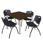 Regency Kee Flexible Square Breakroom Table with 4 M Stack Chairs 48