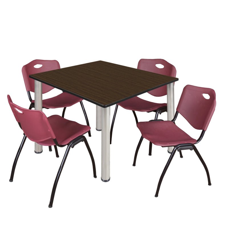 Regency Kee Flexible Square Breakroom Table with 4 M Stack Chairs 48" W x 48" D x 29" H (REG - TB4848 - 47) - SchoolOutlet
