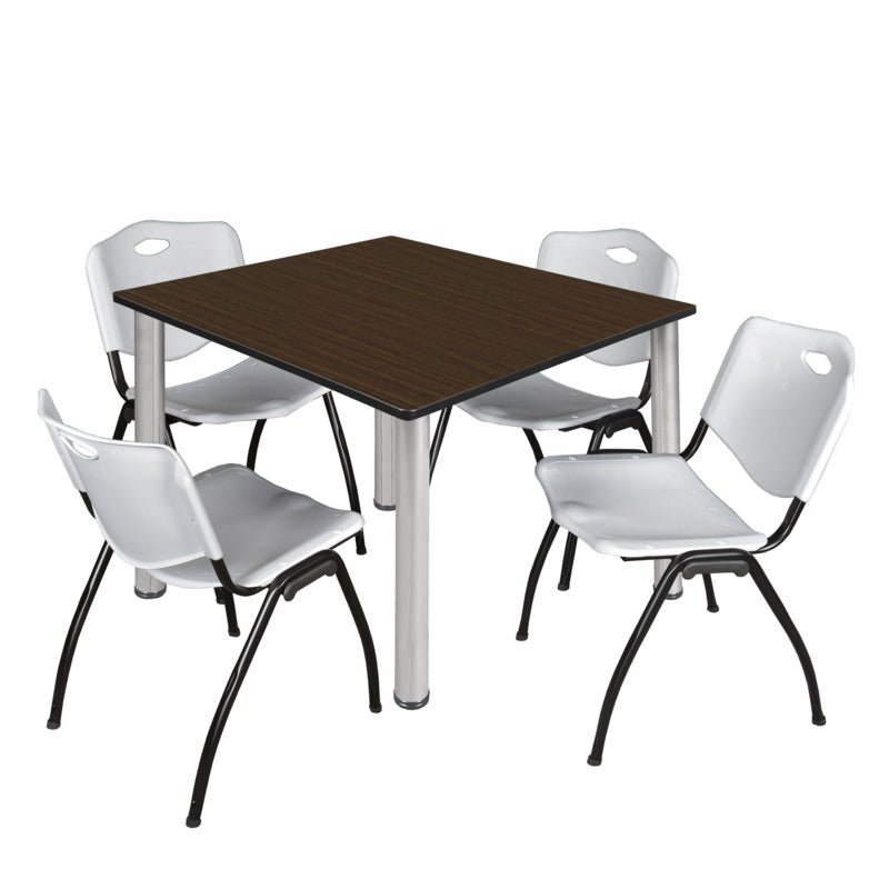 Regency Kee Flexible Square Breakroom Table with 4 M Stack Chairs 48" W x 48" D x 29" H (REG - TB4848 - 47) - SchoolOutlet