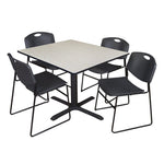 Regency Cain Square Breakroom Table with X - Base and 4 Zeng Stack Chairs 48