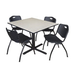 Regency Cain Square Breakroom Table with X - Base and 4 M Stack Chairs 48